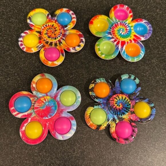 4 Tie-Dye Fidget Spinner Set- Sensory Stress Relief Toys for Kids & Adults - Picture 1 of 8